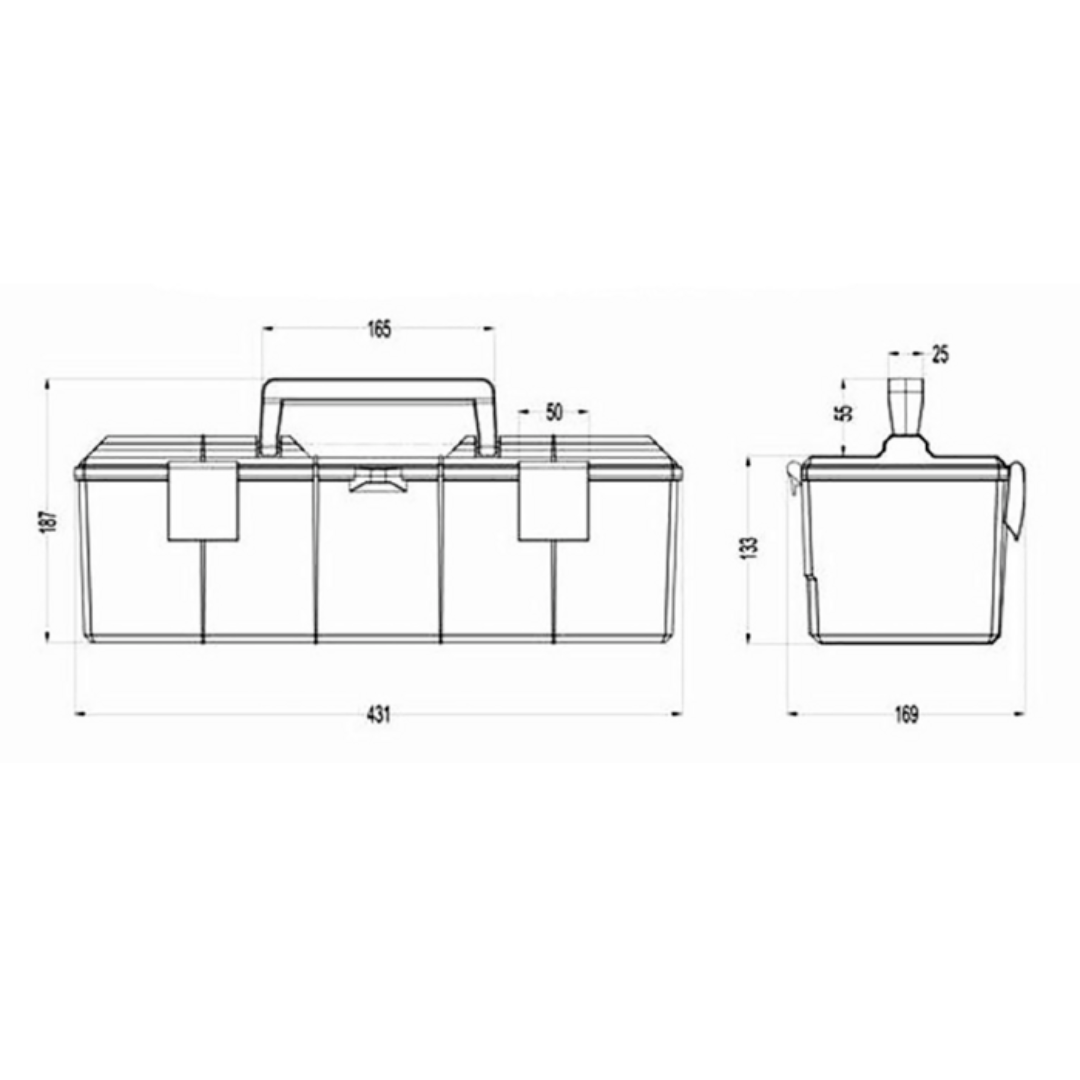 Cassetta porta-attrezzi plastica SERKO 431×169×133 mm cod. 5135060. Compatibile con trattori Fiat-New Holland serie 100, 30, 46, 56, 66, 90, T4-T6. 80/90 110/90 88/94