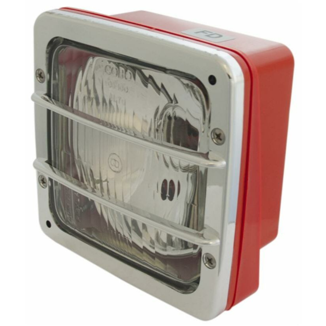 Proiettore anteriore simmetrico 140x140 mm, adattabile COBO 05103000. Installazione DX/SX, luce abbagliante e anabbagliante. Omologato E3. Lampadine incluse.