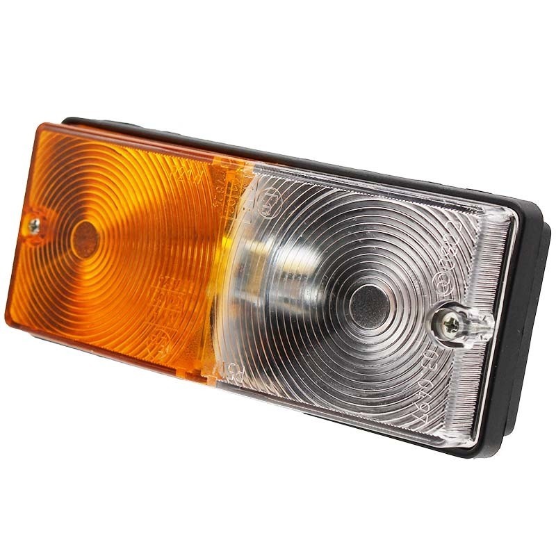 Fanale anteriore/direzione 2 luci alogeno 149x68 mm con luce di posizione e freccia. Universale dx/sx, omologato ECE, facile da installare per trattori