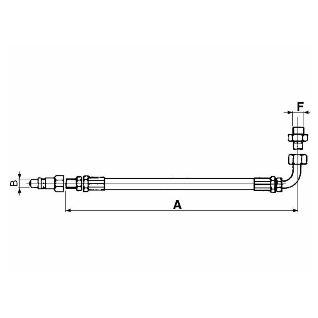 Kit tubi idraulici per terzi punti senza valvola di blocco1 tubo 3/8" 2SN F90 completa nipples 3/8" più innesto rapido maschio valvola da 1/2" L.900 mm e 1 L.1400 mm