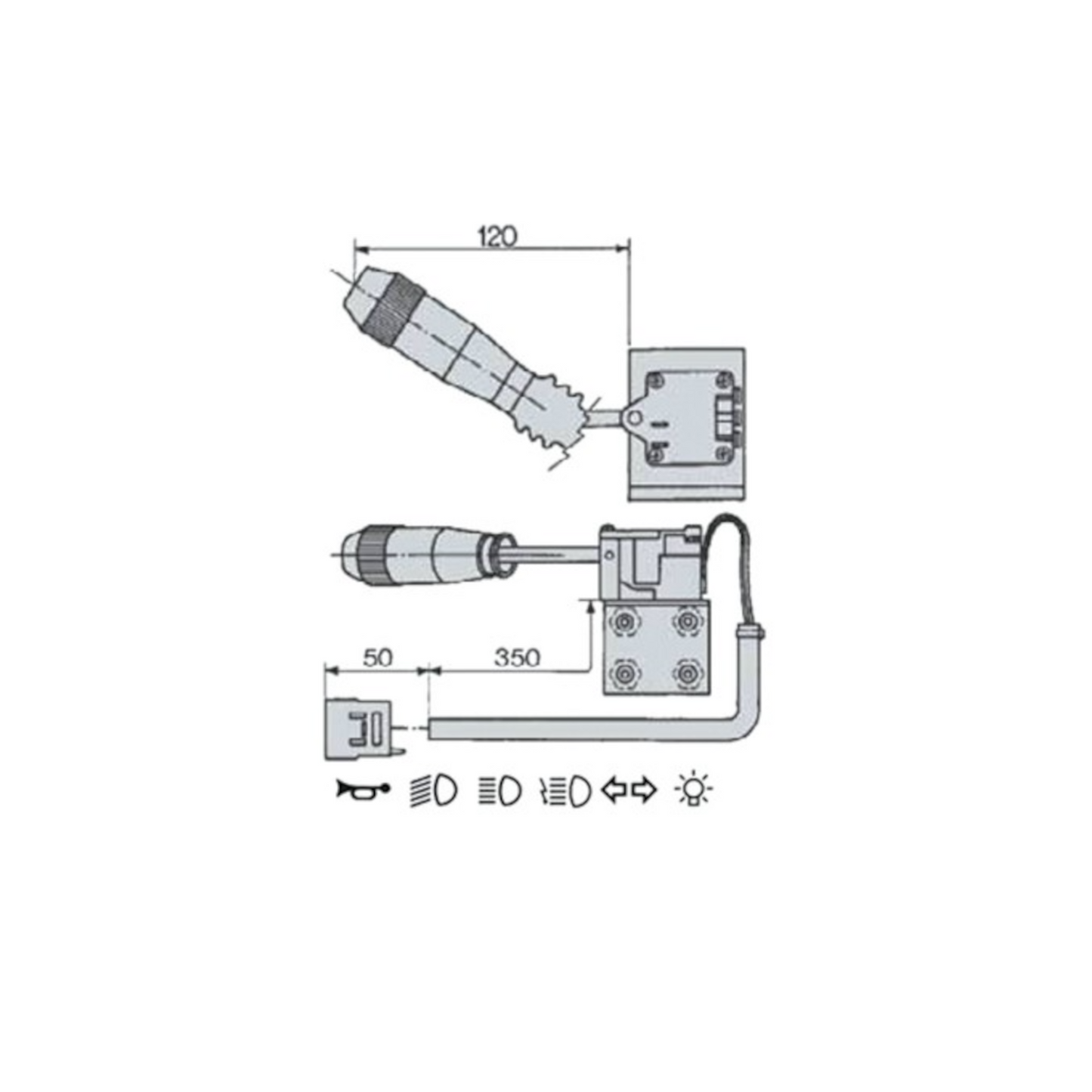 Leva devioguida originale COBO per trattori SAME, Lamborghini e Hürlimann. Ricambio elettrico OEM per luci, frecce e comandi di guida.