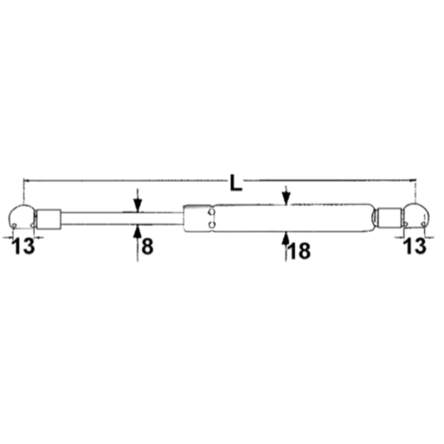 Molla a gas 410 N per portiera trattori Fiat, Ford e New Holland. Pistoncino da 210 mm compatibile con Serie L, Serie 35 e TL. Ricambio affidabile.