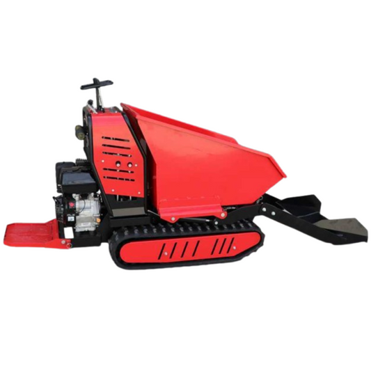 Scopri la motocarriola cingolata AMA TAG500TDH: 500 kg di portata, cassone ribaltabile idraulico, motore Loncin 9 HP e cingoli per ogni terreno. Massima efficienza senza sforzo! Con pala caricatrice integrata.