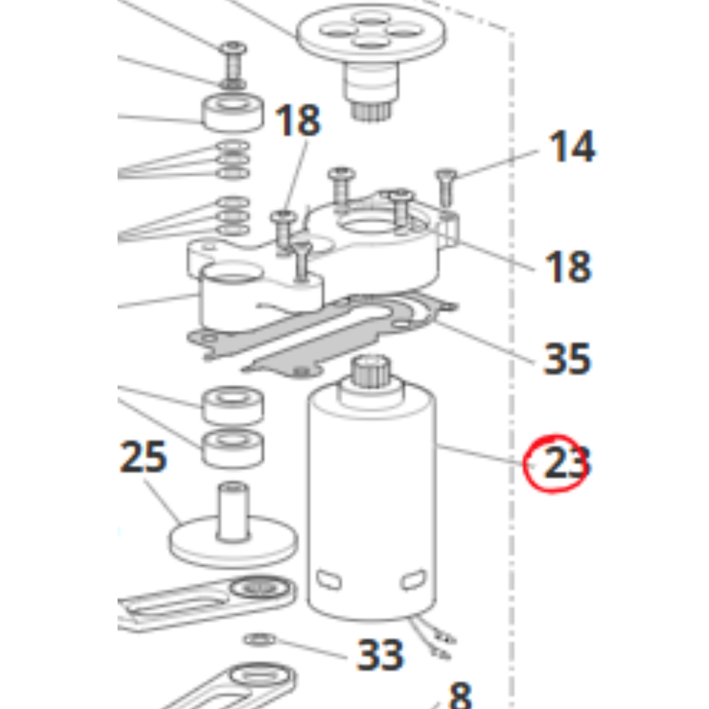 Motore elettrico completo 12V per abbacchiatori Zanon Karbonium, Falcon, Ghost e Olivar. Ricambio ideale per manutenzione e riparazione.
