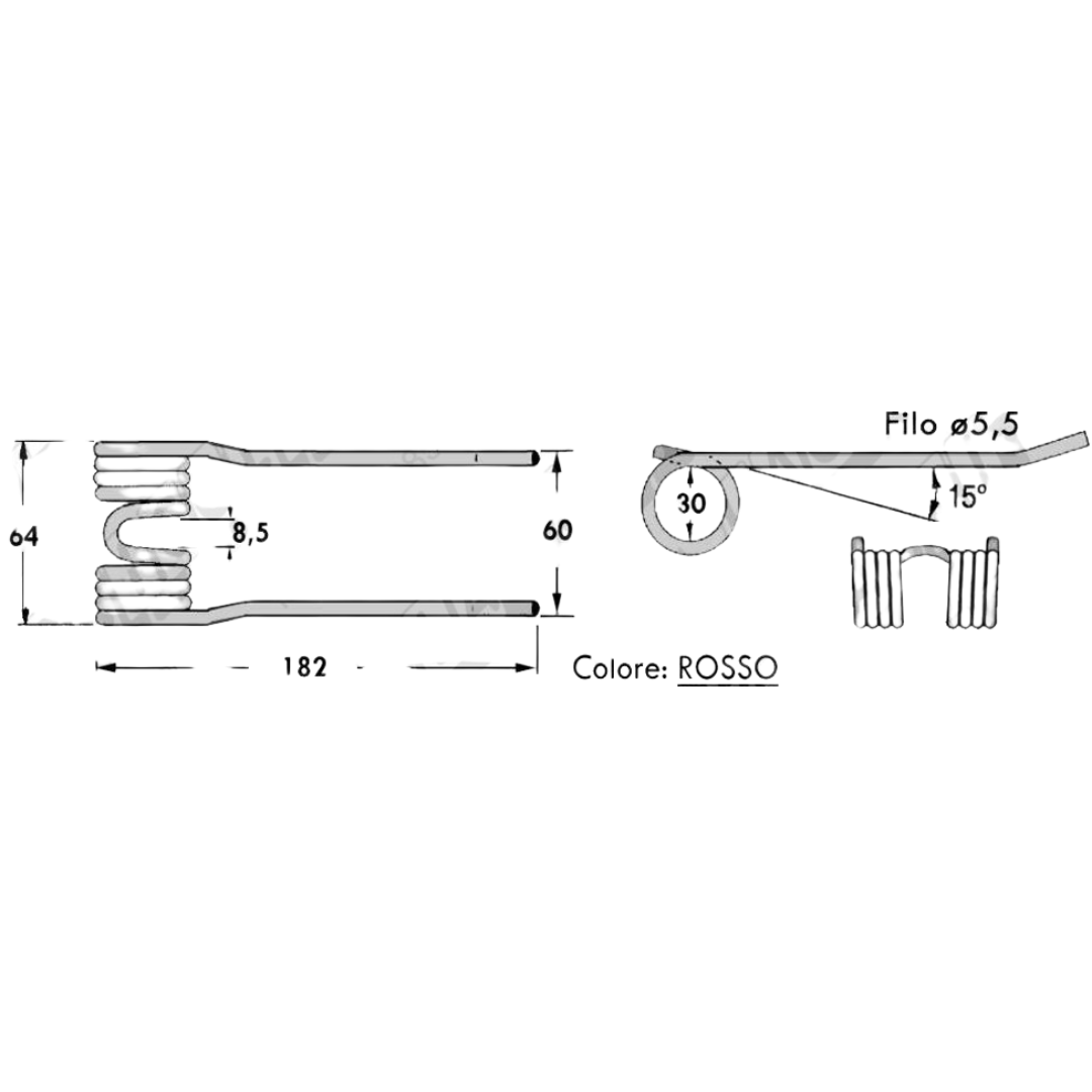 Dente/Molla per raccoglitore pressa/rotopressa FORT - LAVERDA- MORRA - WOLAGRI