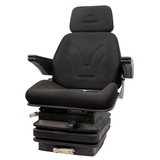 Sedile TOP in tessuto nero con molleggio PNEUMATICO per trattori Fiat 100/90 110/90 F100 F130 WINNER, New Holland, Same