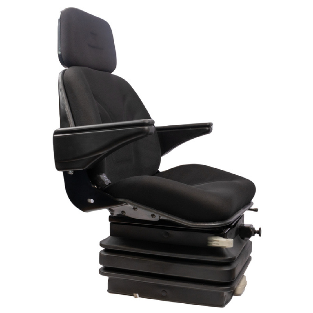 Sedile TOP in tessuto nero con molleggio PNEUMATICO per trattori Fiat 100/90 110/90 F100 F130 WINNER, New Holland, Same
