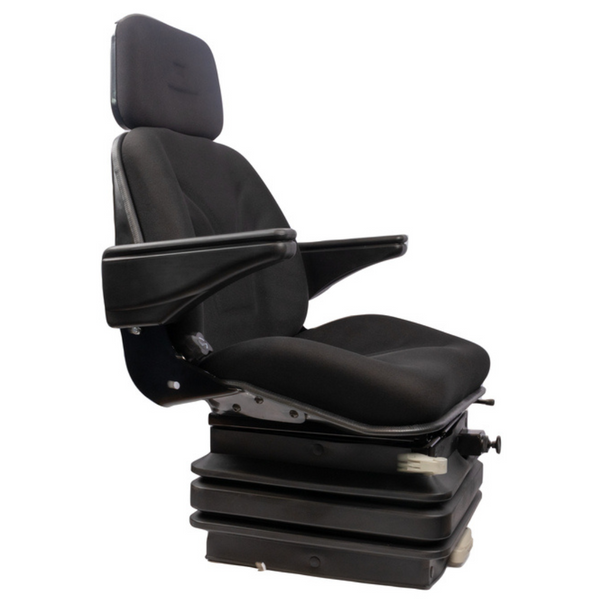 Sedile TOP in tessuto nero con molleggio PNEUMATICO per trattori Fiat 100/90 110/90 F100 F130 WINNER, New Holland, Same