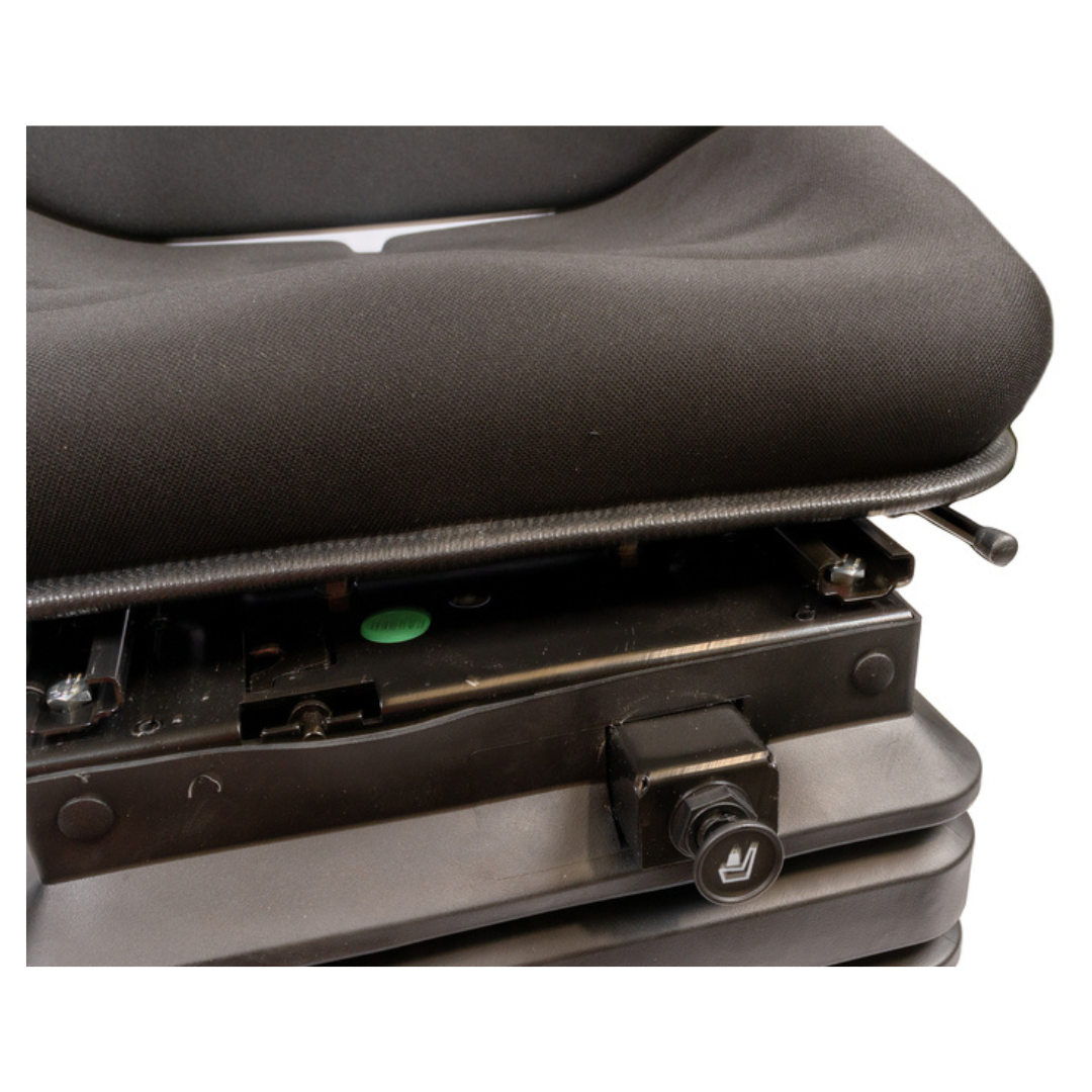 Sedile TOP in tessuto nero con molleggio PNEUMATICO per trattori Fiat 100/90 110/90 F100 F130 WINNER, New Holland, Same