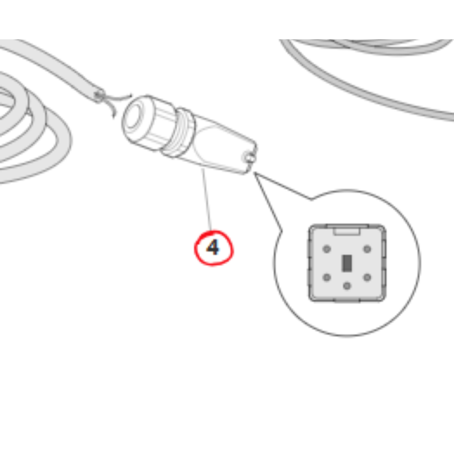 Spina connettore femmina Zanon originale cod. 5444060 a 4 poli per abbacchiatori elettrici Olivar, Karbonium, Murcielago, Albatros, Falcon e Ghost.