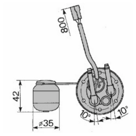 Galleggiante sensore di livello carburante 12-24V ad asta, profondità di installazione 330,5 mm. Per trattori FIAT 466 566 666 766 60.66 65.66 70.66 80.66