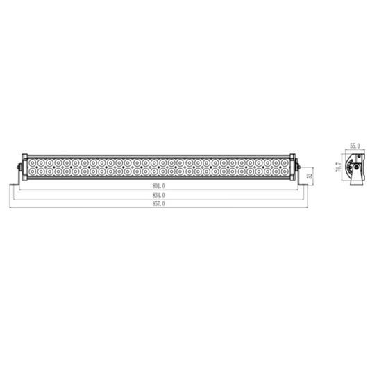 Barra a LED 10-30V, 16200 LM, 180W, Raggio COMBO (ampio e lungo), 60 LED - lunghezza 80 cm - per fuoristrada, furgoni, trattori, pickup, macchine operatrici