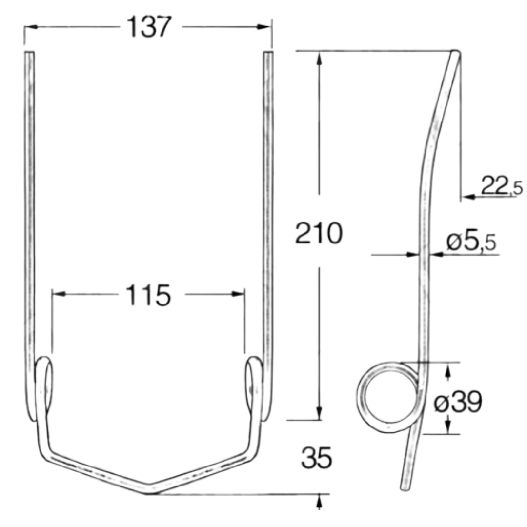 Dente molla aspo doppia peer barra di taglio mietitrebbia Laverda.
Riferimento originale: 1.2449
Ricambio robusto e flessibile per un raccolto efficiente e continuo.