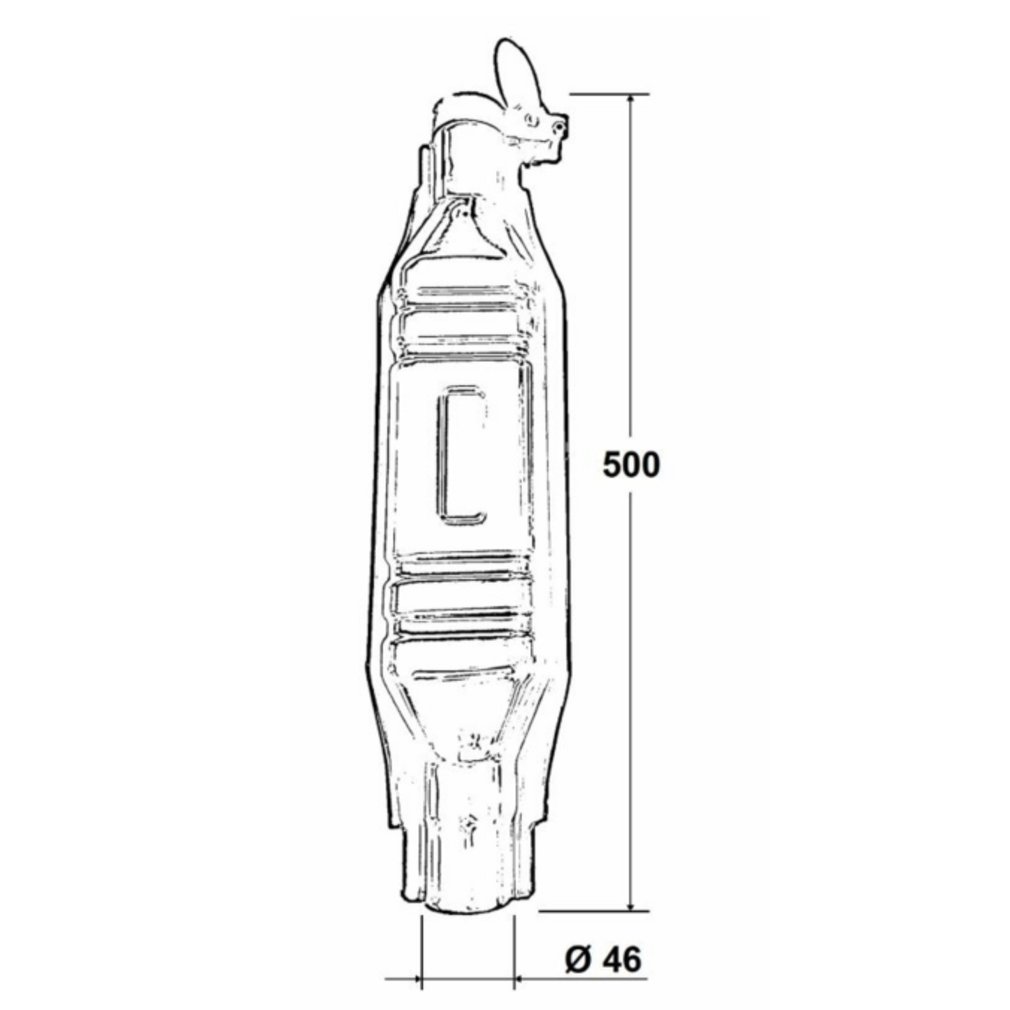 Silenziatore corto marmitta Ø46 mm con parapioggia per trattori Fiat, adattabile CNH 580710 Made in Italy resistente e facile da installare 300 350 355 455 500