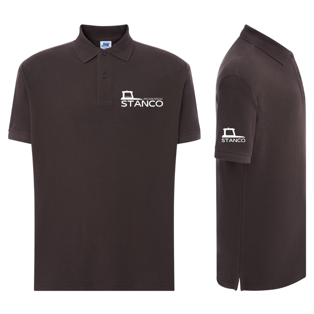 Polo Stanco Macchine Agricole: 100% cotone piqué, perfette per ricami personalizzati. Ideali per lavoro agricolo, eventi e merchandising ufficiale.