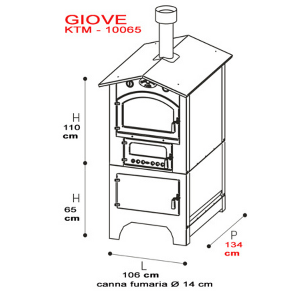 Forno a legna da esterno TRANQUILLI FORNI Serie Giove 100×65