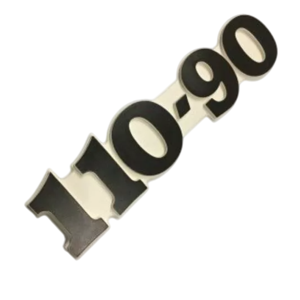 Stemma logo Fiatagri 110-90 originale CNH cod. 5142441. Decalcomania cofano laterale con fissaggio a vite, ricambio estetico per trattore Fiat 110/90.