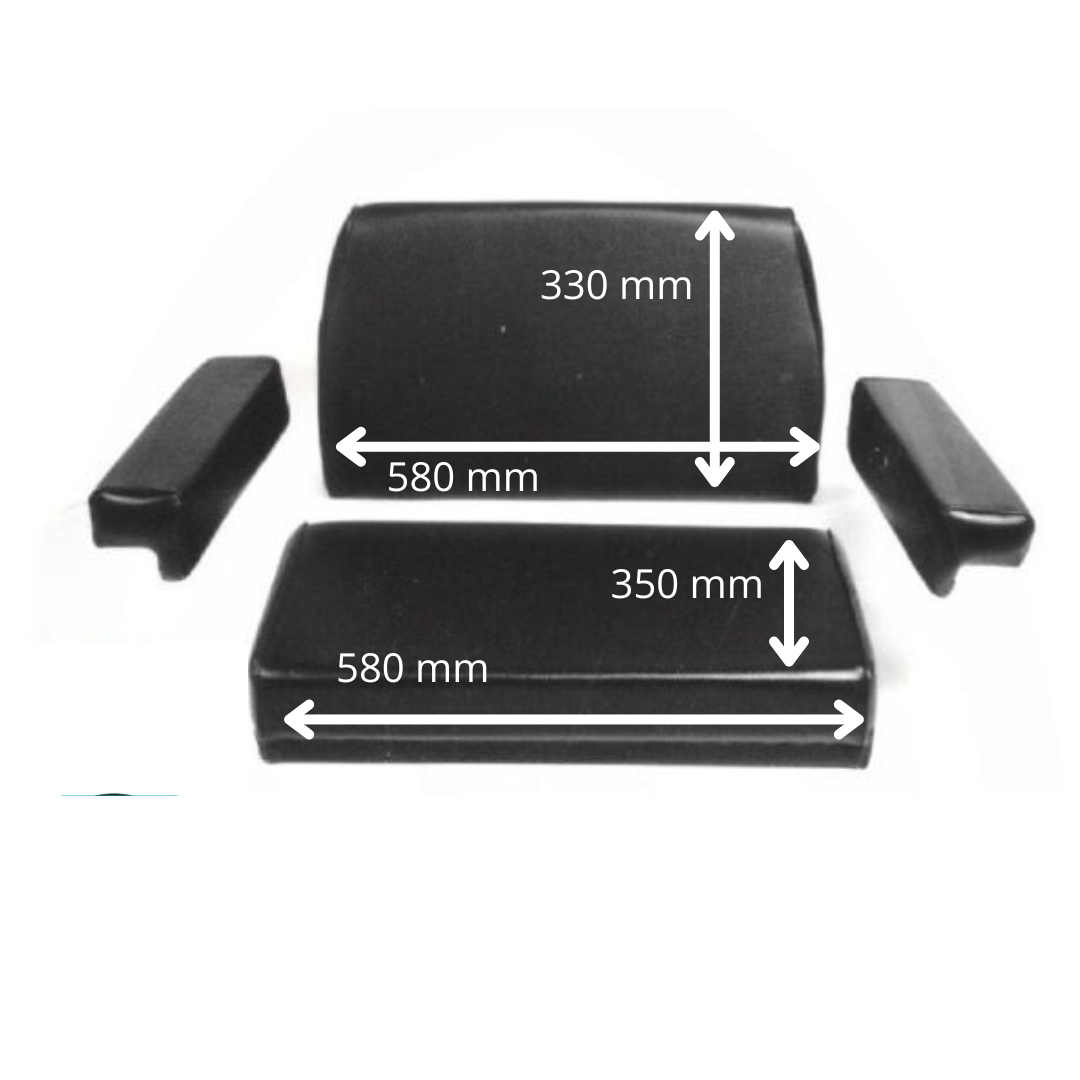 Imbottitura sedile completa per trattori Fiat e pale meccaniche Fiat Allis FL4C. Seduta, schienale e braccioli ergonomici, resistenti e Made in Italy.