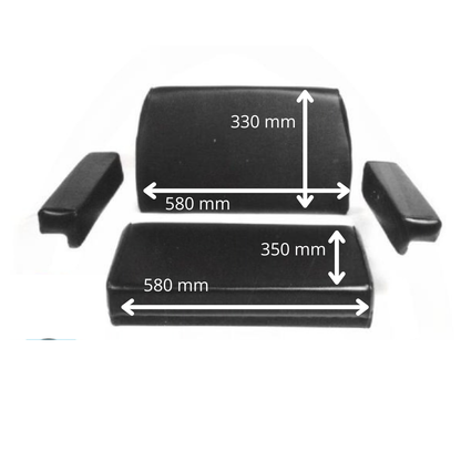 Imbottitura sedile completa per trattori Fiat e pale meccaniche Fiat Allis FL4C. Seduta, schienale e braccioli ergonomici, resistenti e Made in Italy.