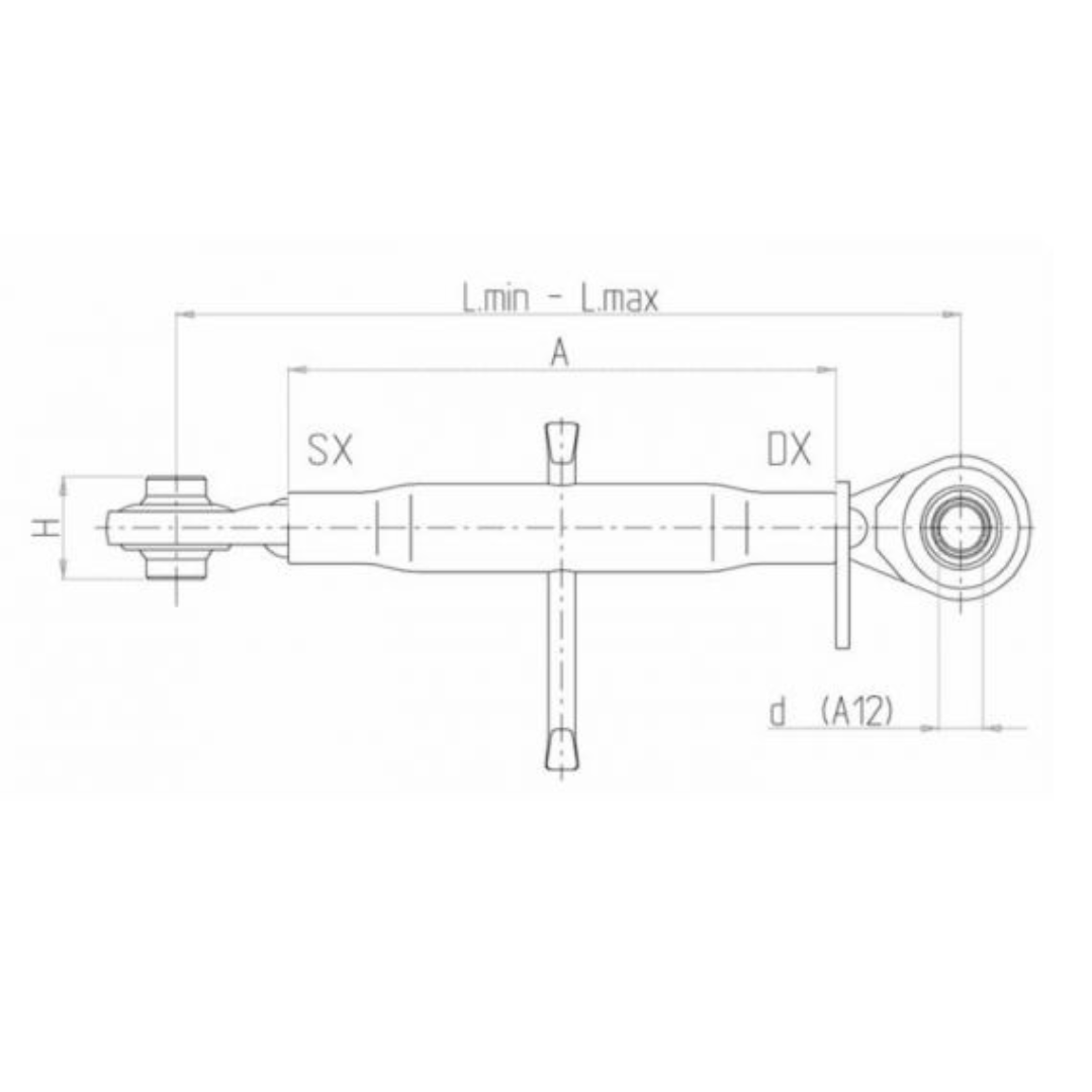 Terzo punto meccanico Basic cat. I m27x3 lunghezza 680-890mm