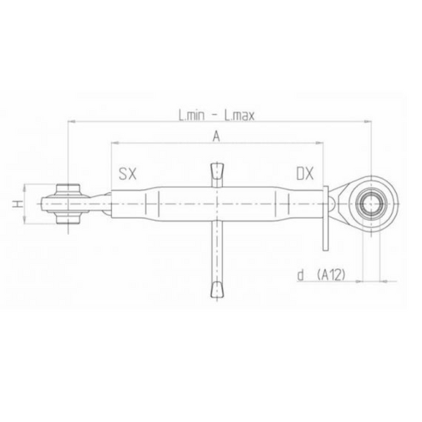 Terzo punto meccanico Basic cat. I m27x3 lunghezza 680-890mm