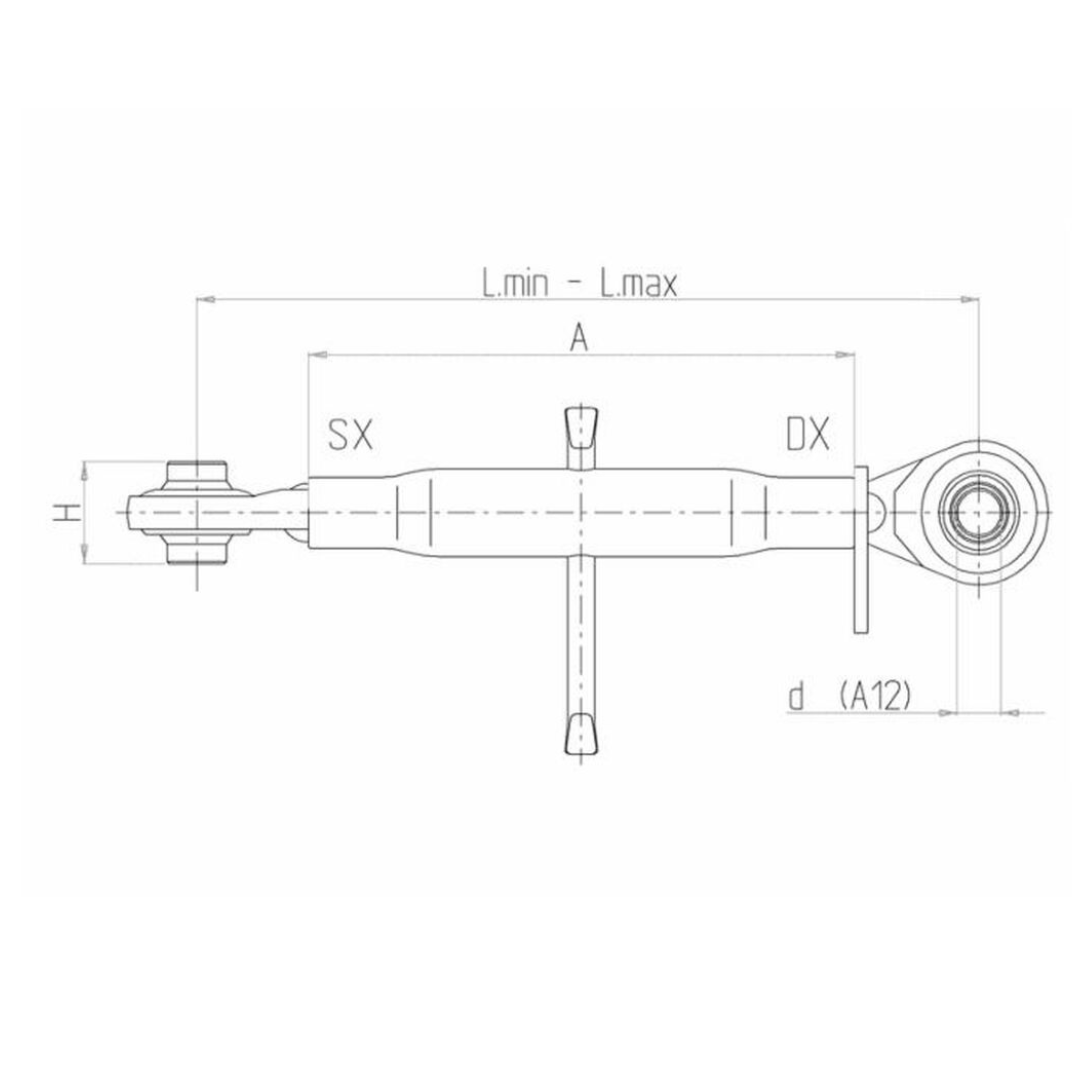 Terzo punto meccanico Basic cat. II m27x3 lunghezza 620-850mm