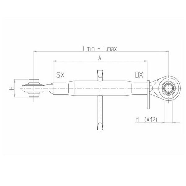 Terzo punto meccanico Basic cat. II m27x3 lunghezza 620-850mm