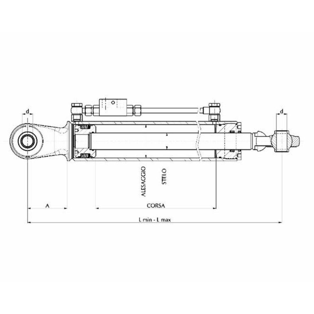 Terzo punto idraulico snodo anteriore e posteriore 570-850mm