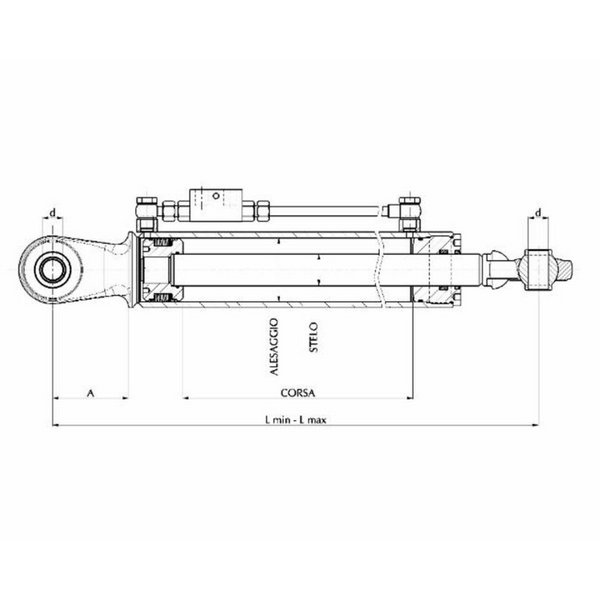 Terzo punto idraulico snodo anteriore e posteriore 570-850mm