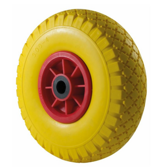 Ruote per carrelli gialla in poliuretano 3.00x4" Ø 250mm con cuscinetto - antiforatura