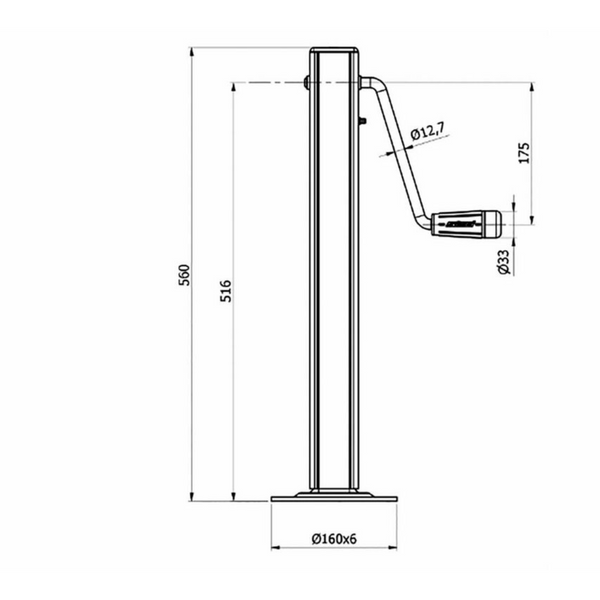 Servotimone con manovella laterale Simol 60x560mm