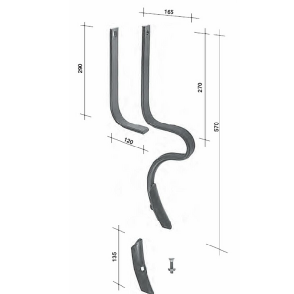 Molla rompitraccia con vomere 32x10mm in acciaio al boro temprato - per seminatrici e vibrocoltivatori