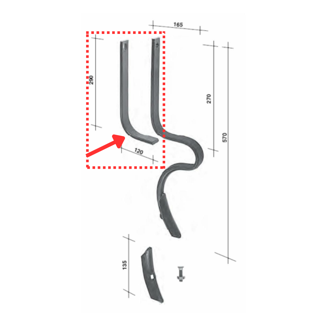 Rinforzo rompitraccia 32x10mm in acciaio al silicio - per seminatrici e vibrocoltivatori