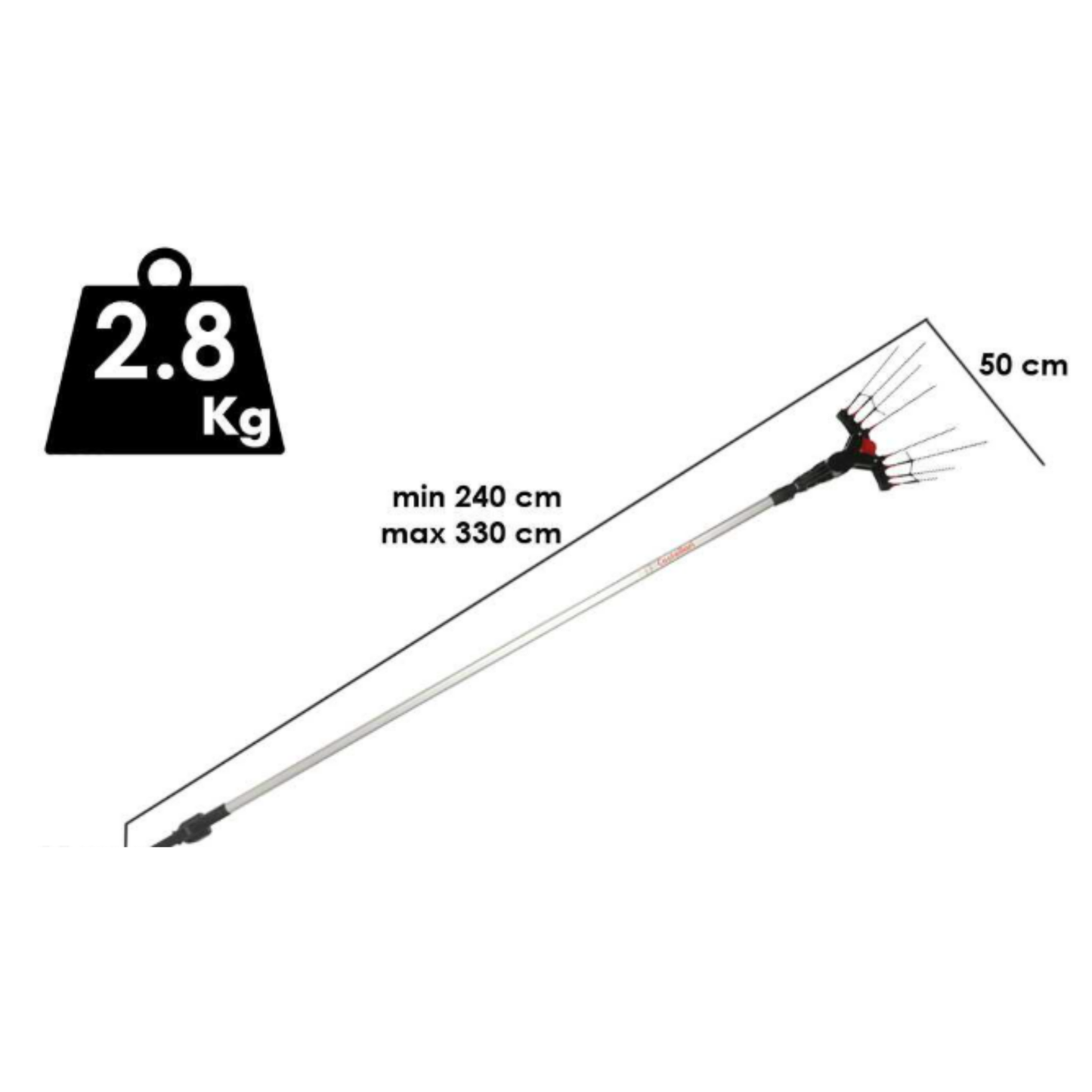 Abbacchiatore elettrico Castellari Vertigo L 18 12V da 500W, 8 rebbi in carbonio e asta telescopica 240-330 cm. Per raccolta olive, professionale e di qualità