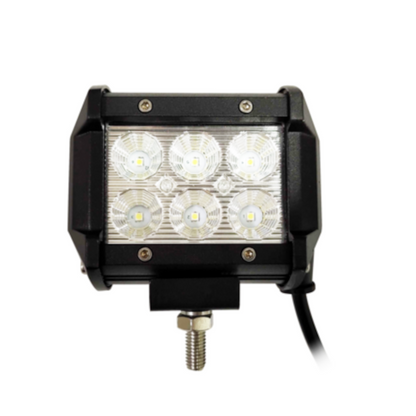 Barra LED da lavoro 18W 1620LM 10-30V con 6 LED Osram e fascio ampio 90°. Impermeabile IP68/IP69K, ideale per trattori e macchine agricole.