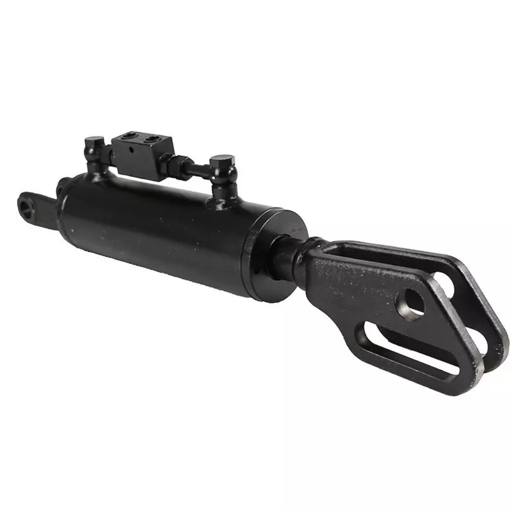 Braccio laterale idraulico per trattori Fiat, New Holland e Case IH. Dimensioni 520x80x40 mm, stelo Ø 40 mm, forcella Ø 26 mm. Per serie 90, 80, TL, 93, 94.