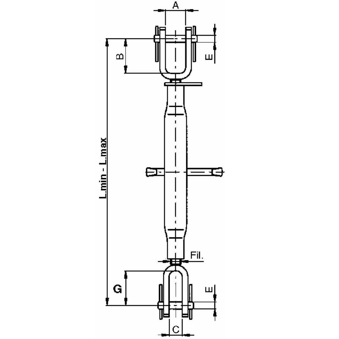 Braccio laterale meccanico di sollevamento per trattori fino a 60 Hp, regolabile da 380 a 530 mm con filettatura M22x2,5. Robusto, sicuro e versatile.