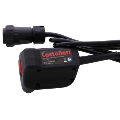 Cavo adattatore Castellari VE900500 12V-18V per abbacchiatori Vertigo e Vertigo Carbon 18V. Permette l'alimentazione tramite batteria auto o trattore da 12V.