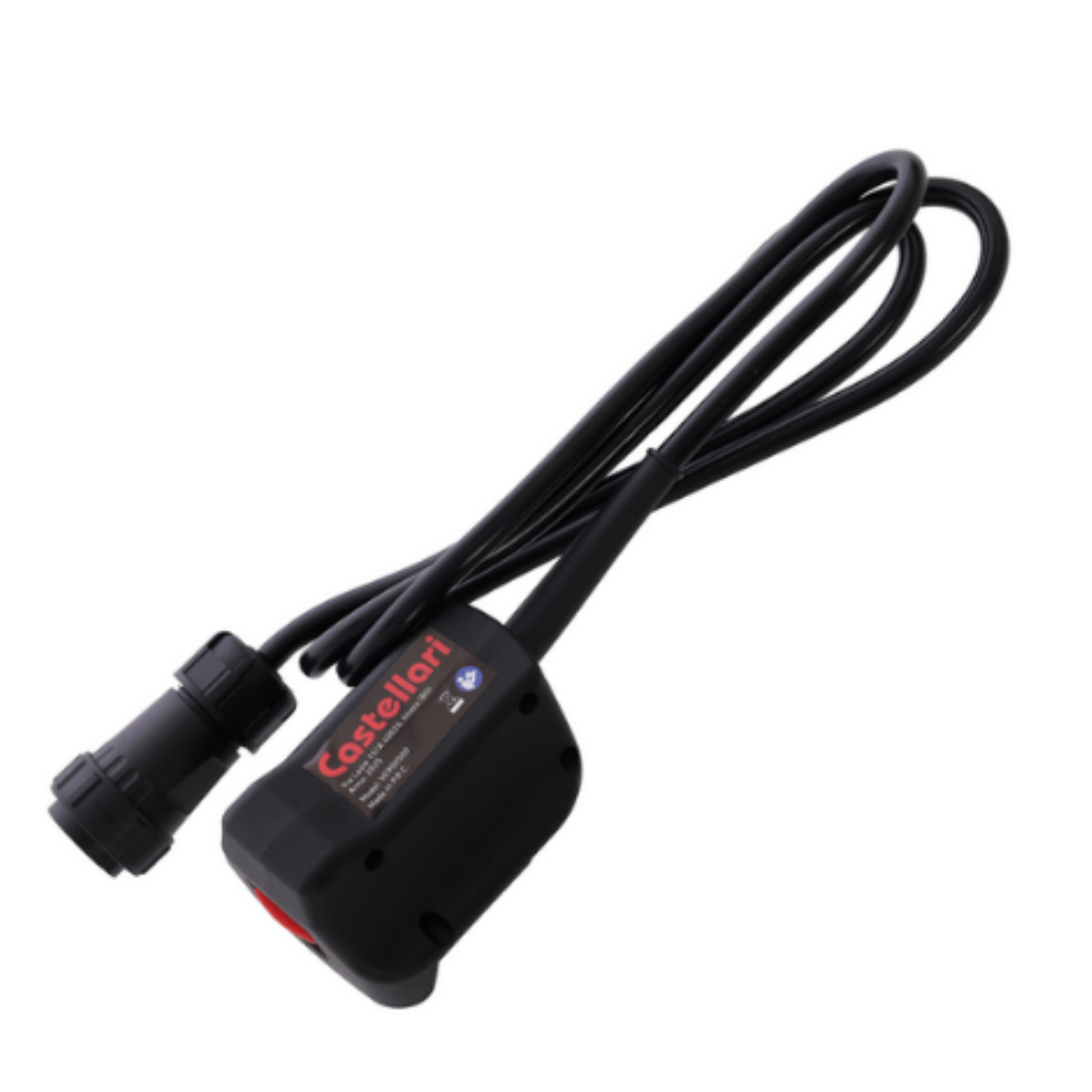 Cavo adattatore Castellari VE900500 12V-18V per abbacchiatori Vertigo e Vertigo Carbon 18V. Permette l'alimentazione tramite batteria auto o trattore da 12V.
