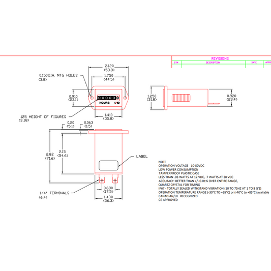 Contaore Analogico 10-80V – Preciso, Resistente e Versatile | Monitora con precisione il tempo di utilizzo di macchinari agricoli e industriali. Display analogico (0-9999,9 h), cristallo al quarzo, struttura sigillata IP66, resistente a urti e vibrazioni. Facile installazione.