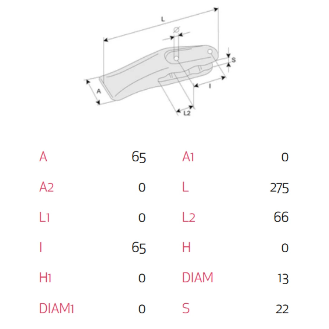 Dente a forcella Fiat 8269750 per pala meccanica FL4. Ricambio in acciaio rinforzato, resistente e durevole, ideale per lavori gravosi