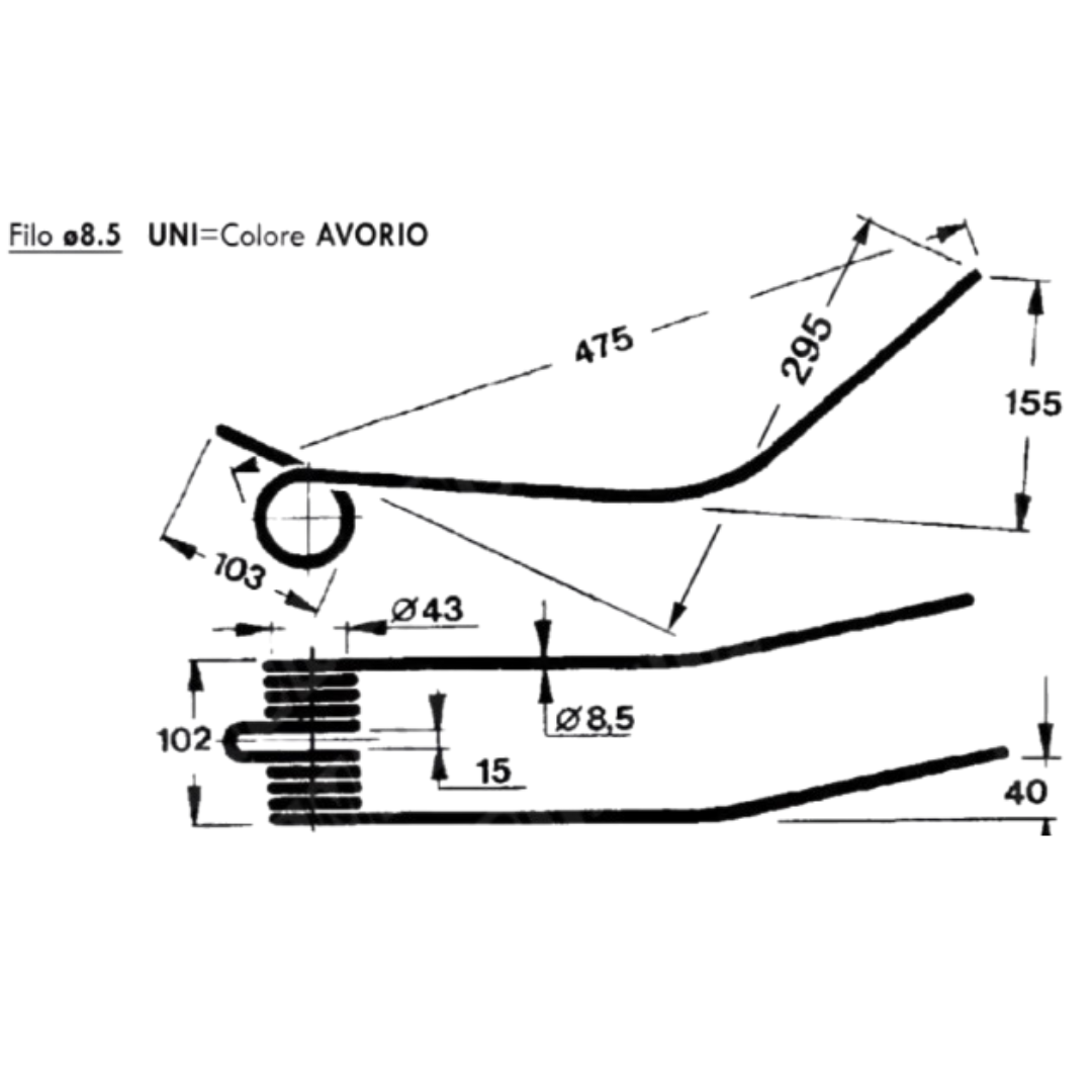 Dente molla per ranghinatore/giroandanatore KUHN e GALFRE', ricambio resistente per una fienagione efficiente. Ricambi fienagione per un'agricoltura di qualità!