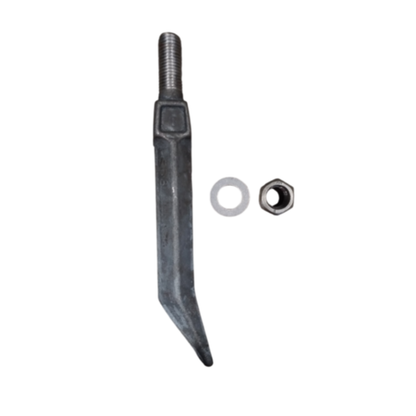 Dente quadro per erpice tipo 3 con dado e rondella. Filettatura M16, lunghezza 248 mm. Ricambio resistente per attrezzature agricole e lavorazioni del terreno.