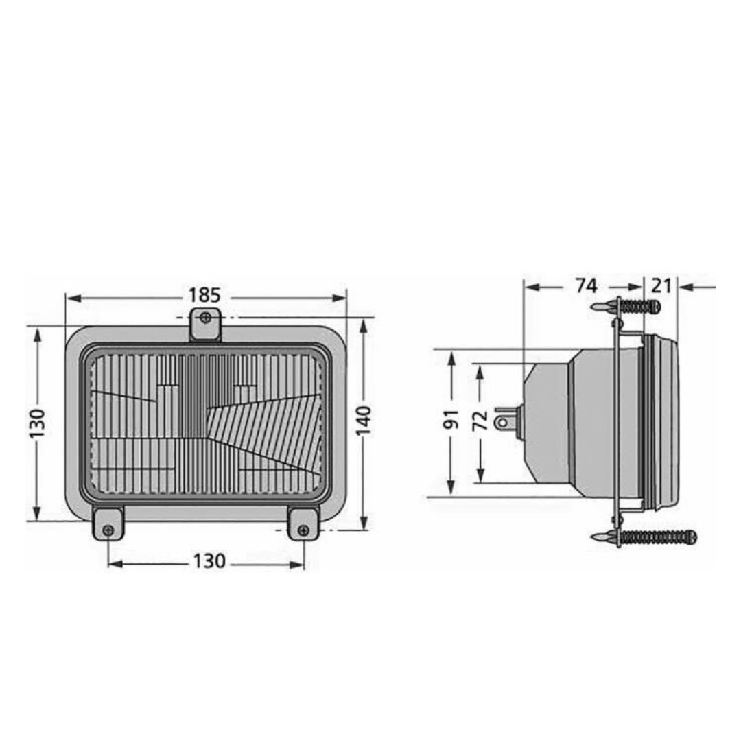 Fanale anteriore Cobo per trattori Fiat serie L, New Holland TL e Ford serie 35. Faro asimmetrico destro/sinistro, omologato CE, Made in Italy