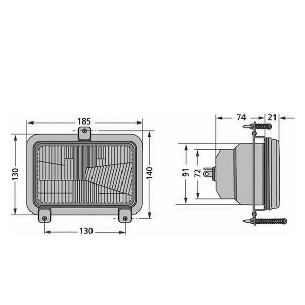 Fanale anteriore Cobo per trattori Fiat serie L, New Holland TL e Ford serie 35. Faro asimmetrico destro/sinistro, omologato CE, Made in Italy