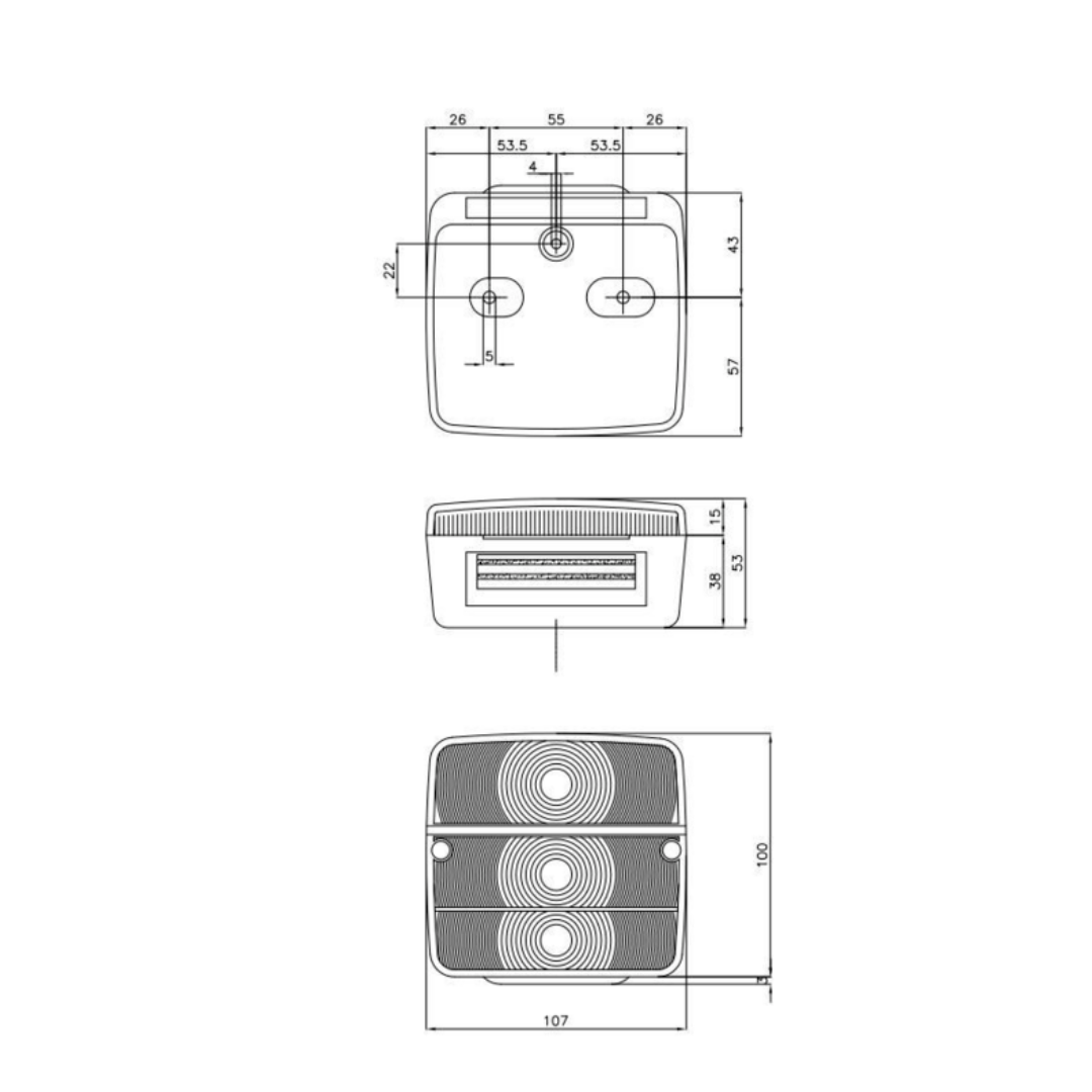 Fanale posteriore alogeno sx 107x53x100 mm - lampadine incluse