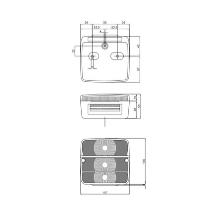 Fanale posteriore alogeno sx 107x53x100 mm - lampadine incluse