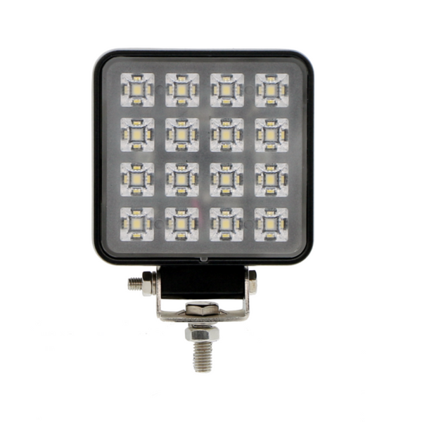 Faro LED quadrato 13,2W, 2400 lumen, IP67. 16 LED, luce ampia, 10–30V con interruttore. Ideale per trattori, fuoristrada e veicoli industriali.