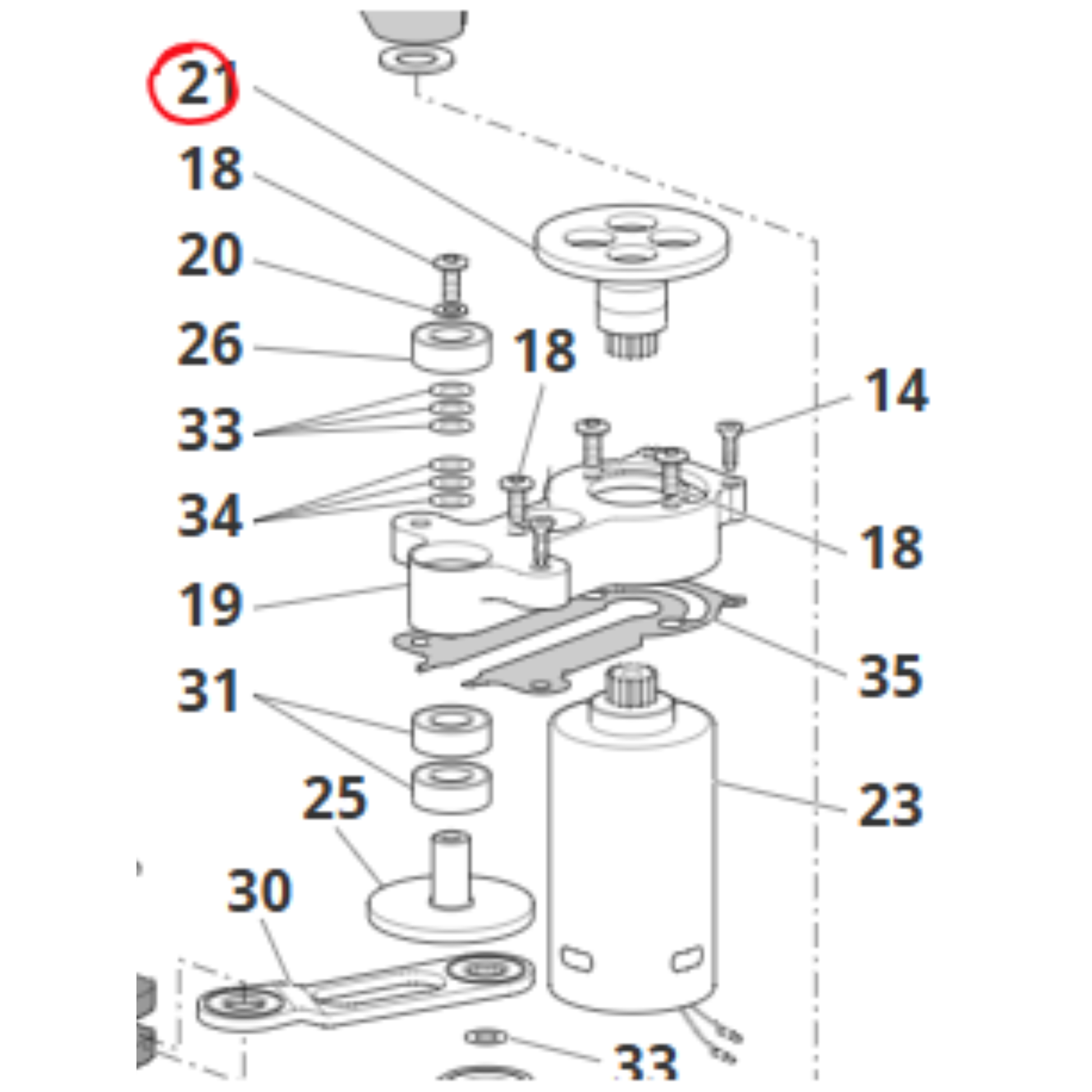 Corona dentata ZANON originale a 46 denti con 3 cuscinetti per abbacchiatori elettrici Karbonium, Falcon, Olivar e Ghost. Ricambio per raccolta olive.