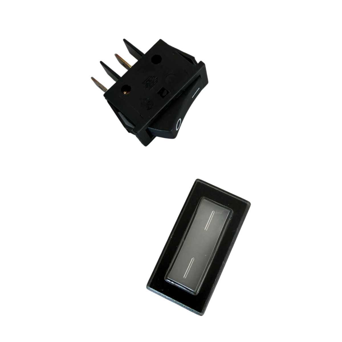 Interruttore pulsante unipolare accensione originale Zanon 5444021 per Karbonium Evo 33V, Olivar 33V e Murcielago 33V. Completo di protezione in gomma.
